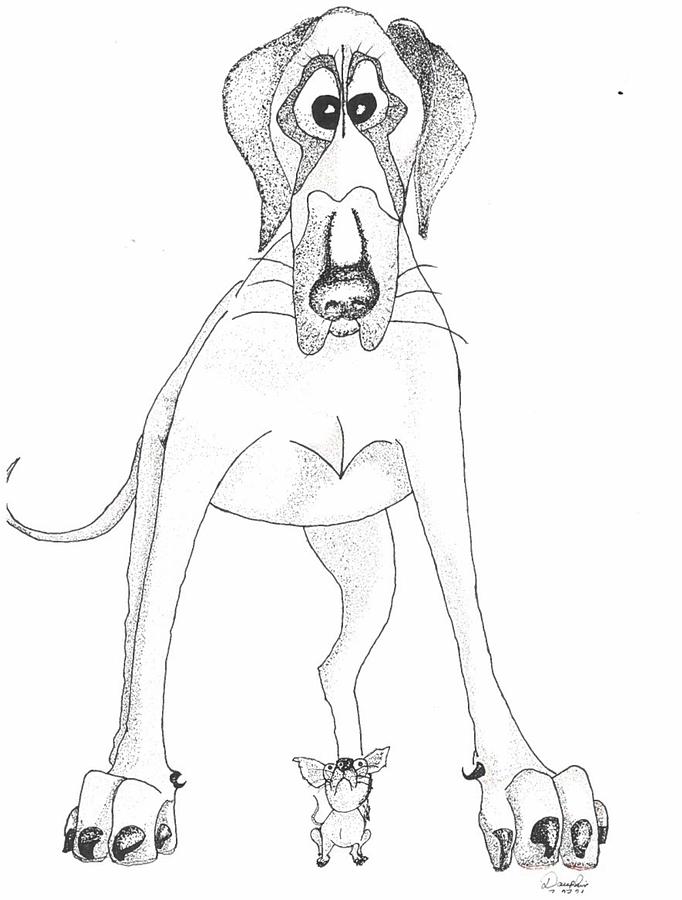 Dog Drawing - Daisy my HoundDog  #2 by Dauphin Miller