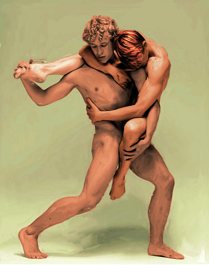 Dance of the Burden of a Brother  #2 Painting by Troy Caperton