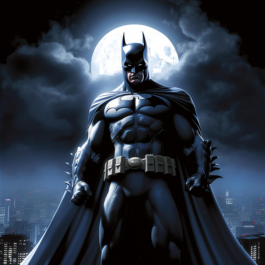 Dark Knight's Watch - Batman Overlooking Gotham City Digital Art by ...