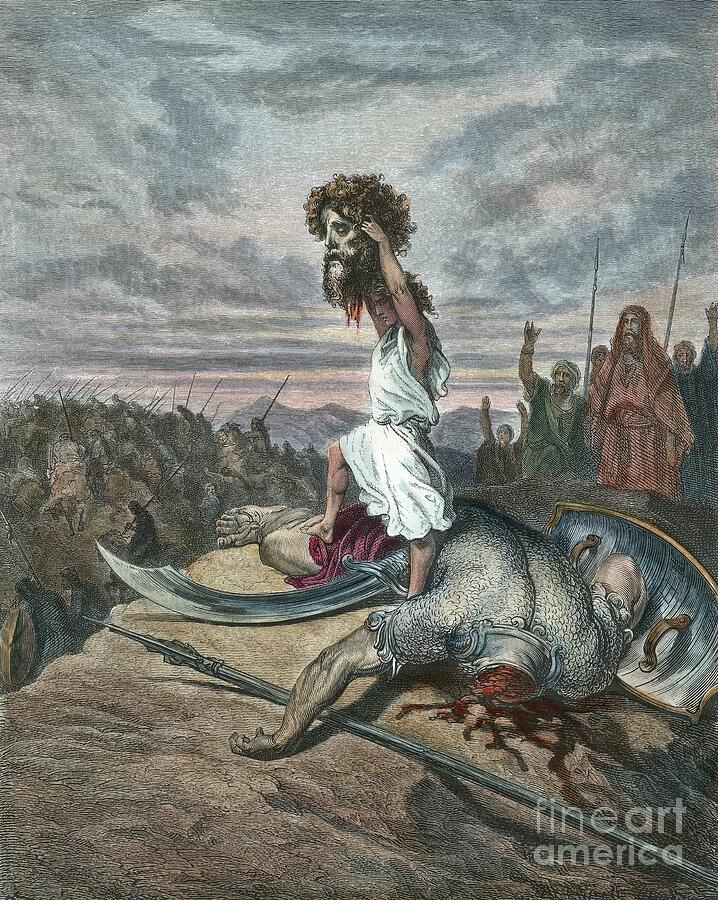 Ancient Painting - DAVID and GOLIATH #2 by Gustave Dore
