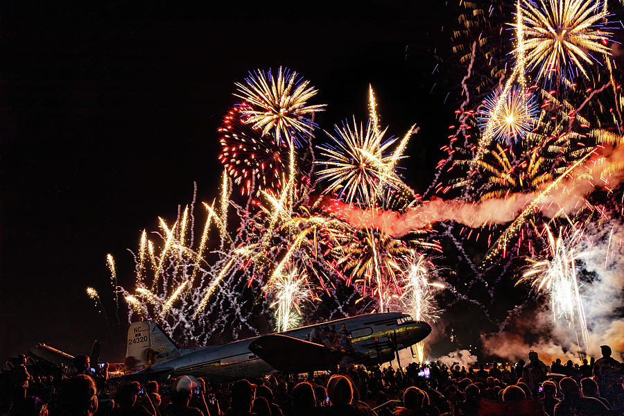 DC3 with Fireworks at Oshkosh 2022 Photograph by Lorraine Matti Pixels