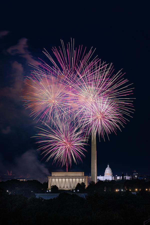 DC Fireworks from Iwo Jima Memorial Photograph by John Crowley | Fine ...