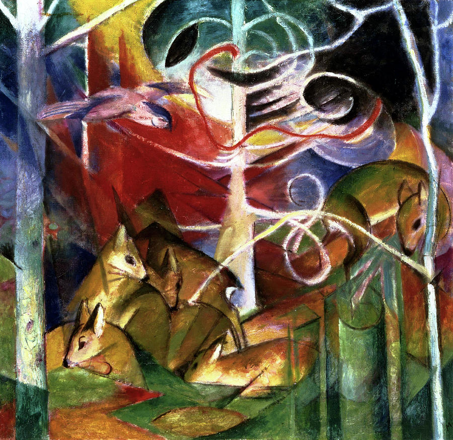 Franz Marc Painting - Deer in the Forest #2 by Jon Baran