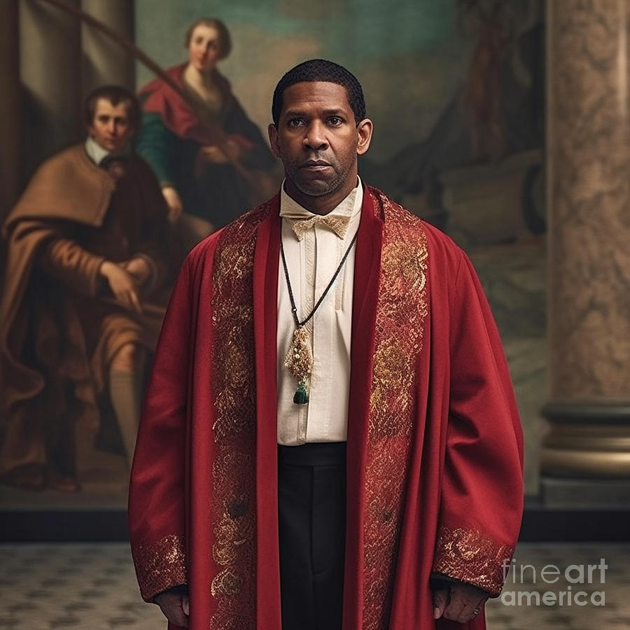 Fantasy Painting - Denzel  Washington  as  A  fashion  show  by  Gucci  by Asar Studios #2 by Celestial Images
