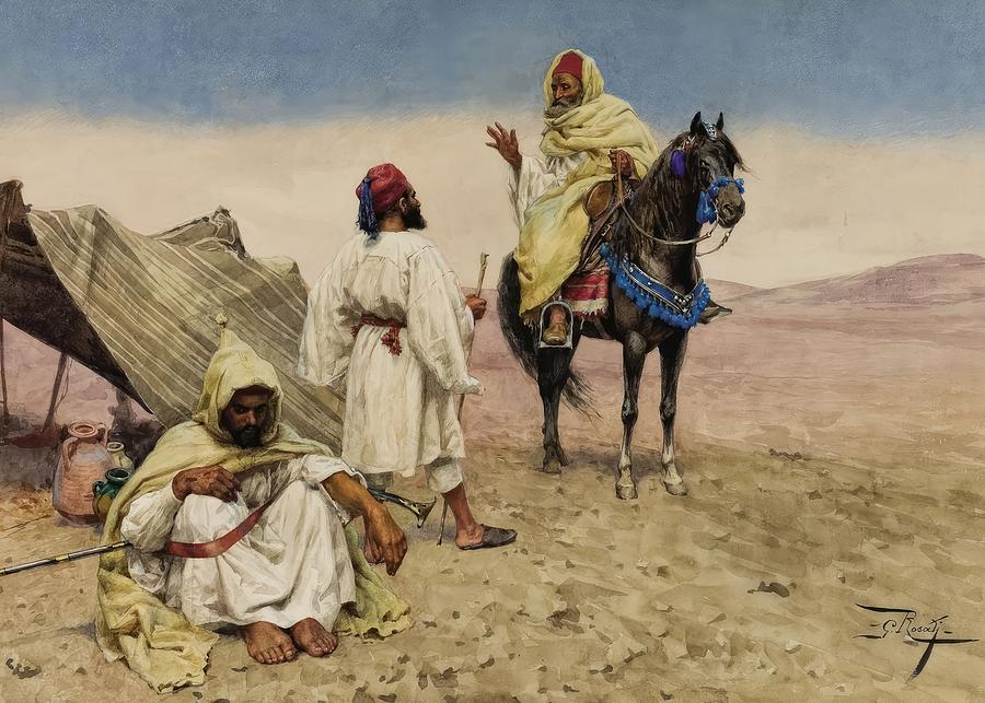 Desert Nomads By Giulio Rosati Painting