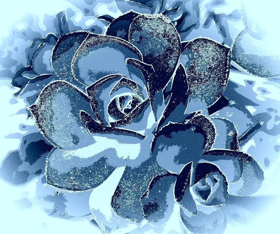 Desert Roses in Blue #2 Digital Art by Loraine Yaffe