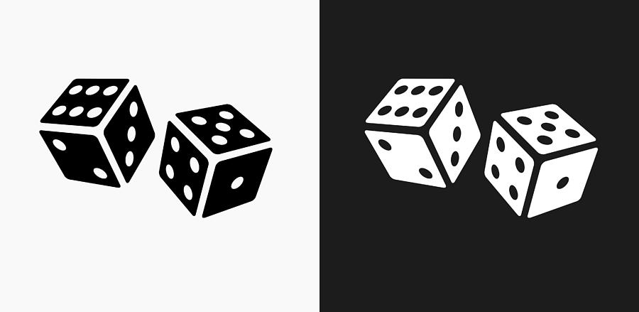 Dice Icon on Black and White Vector Backgrounds #2 Drawing by Bubaone