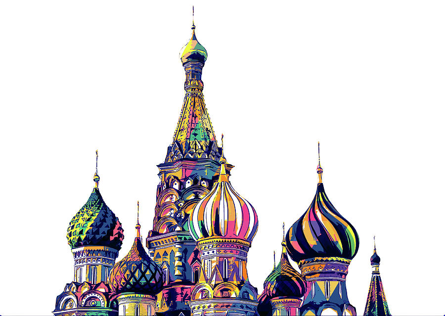 Digital design of Moscow. St. Basil Cathedral on white background Digital Art by Maria Kray