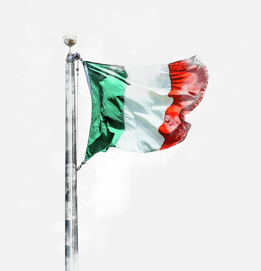 Digital watercolor painting of Flag of Italy isolated on white background Digital Art by Maria Kray