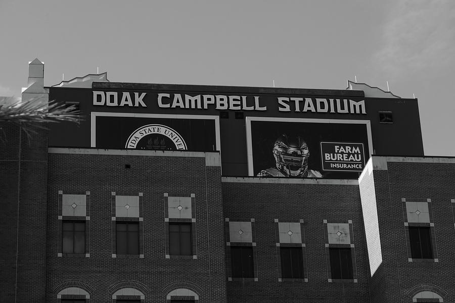 Doak Campbell Stadium at Florida State University in black and white #2 Photograph by Eldon McGraw