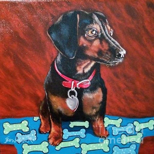 Dachsund Painting - Dog by James Cain Jr