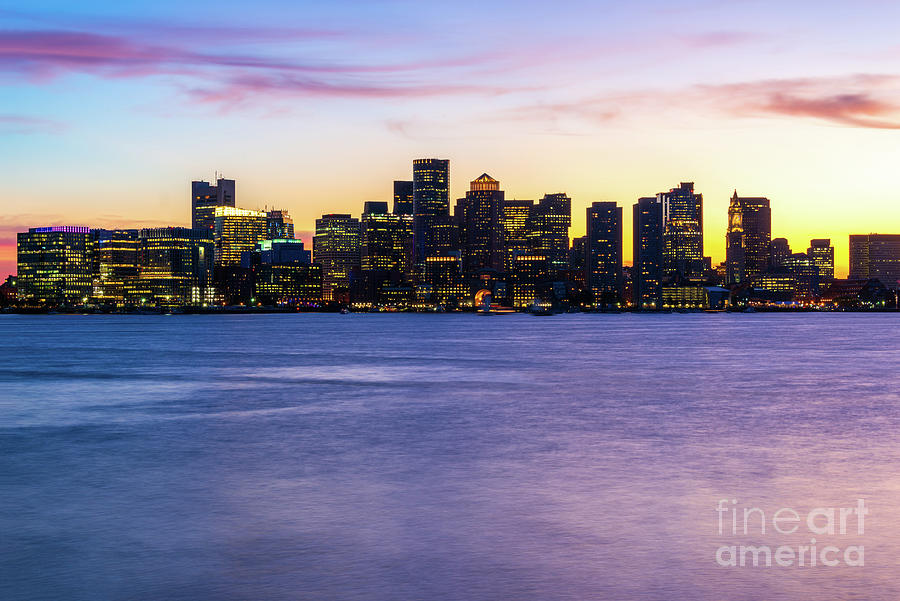 Downtown Boston City Skyline at Sunset #2 Photograph by Paul Velgos