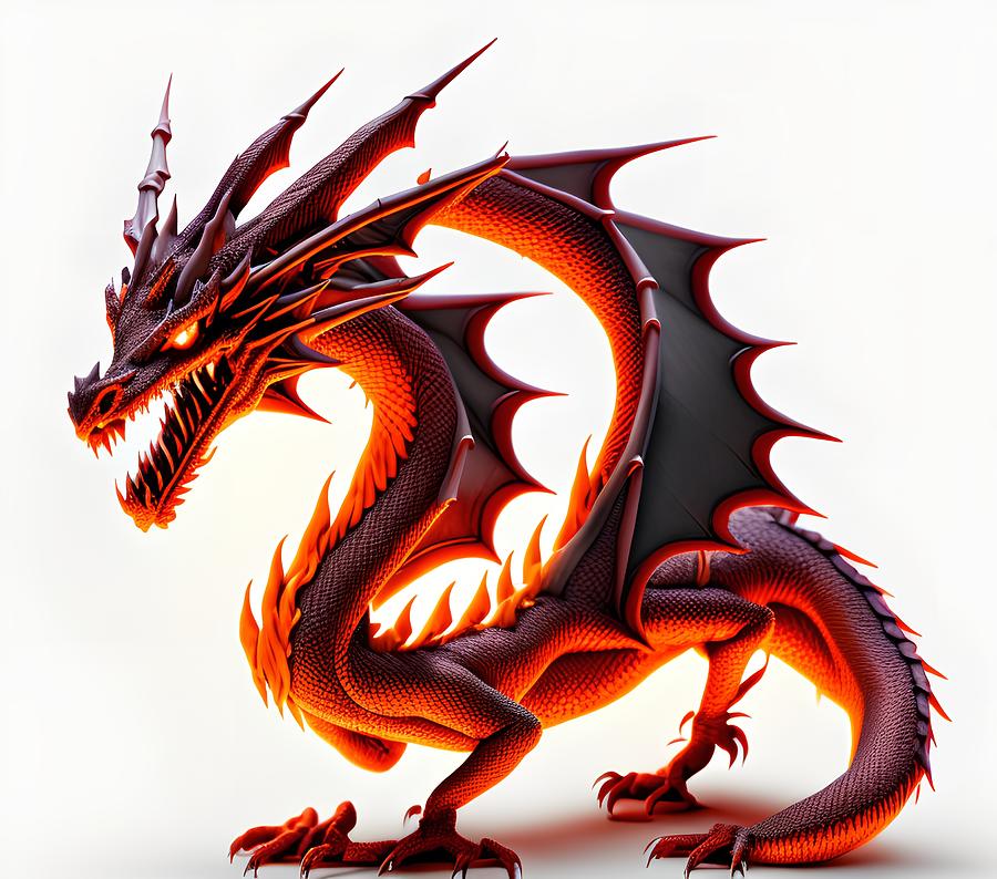 Dragon Red, Generative AI Illustration Digital Art by Miroslav Nemecek ...