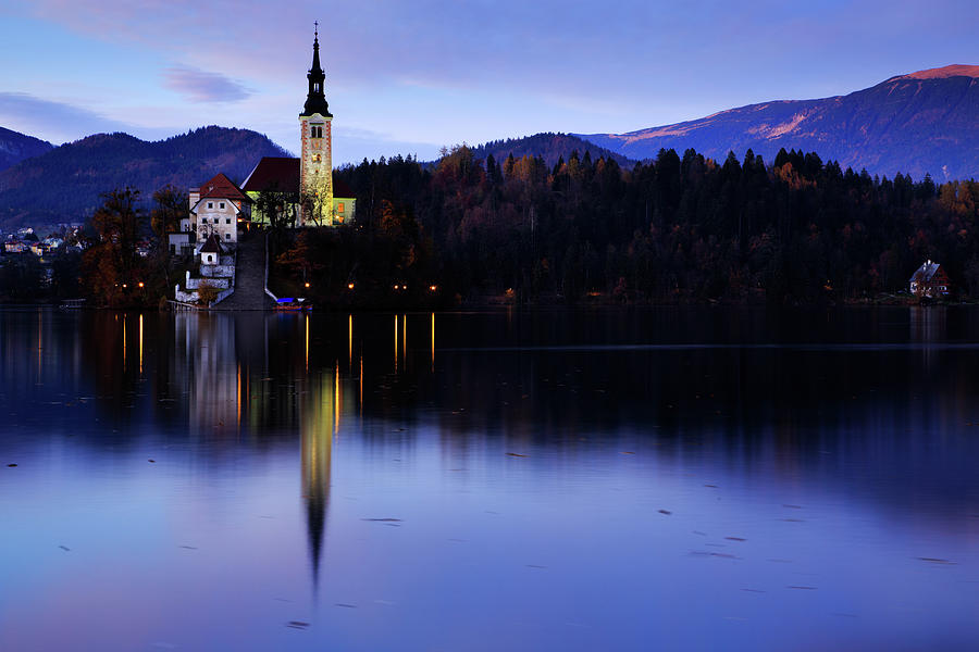 Dusk over Lake Bled #2 Photograph by Ian Middleton