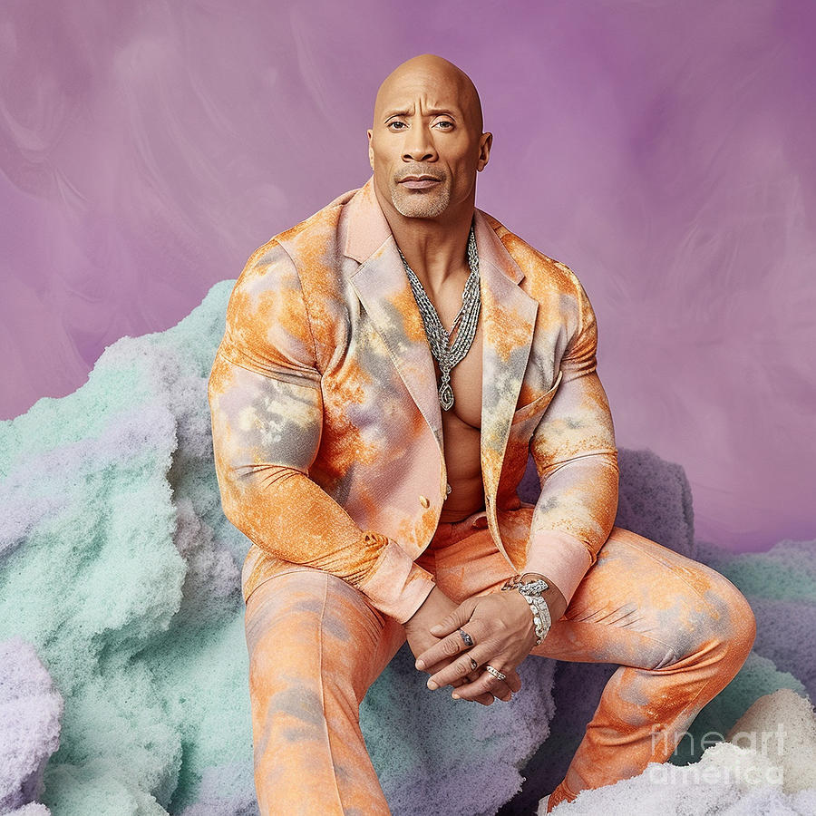 Dwayne  Johnson  As  A  Model  Posing  Against  A  Past  By Asar Studios Painting