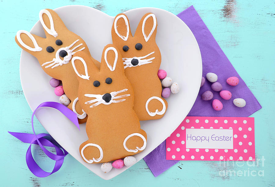 Easter Photograph - Easter bunny gingerbread cookies #2 by Milleflore Images