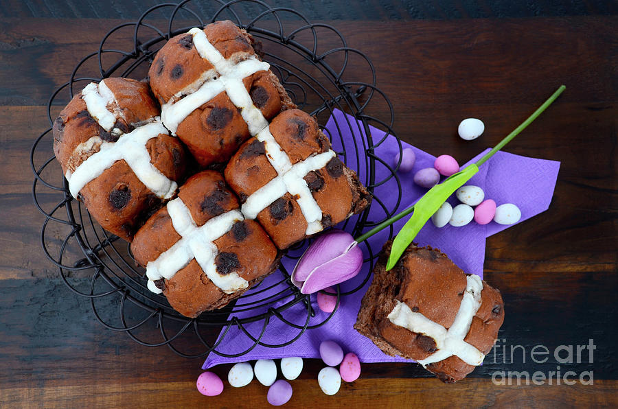 Easter chocolate hot cross buns #2 Photograph by Milleflore Images