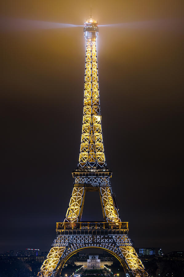 Eiffel Tower in Paris seen at night. #2 Photograph by George Afostovremea