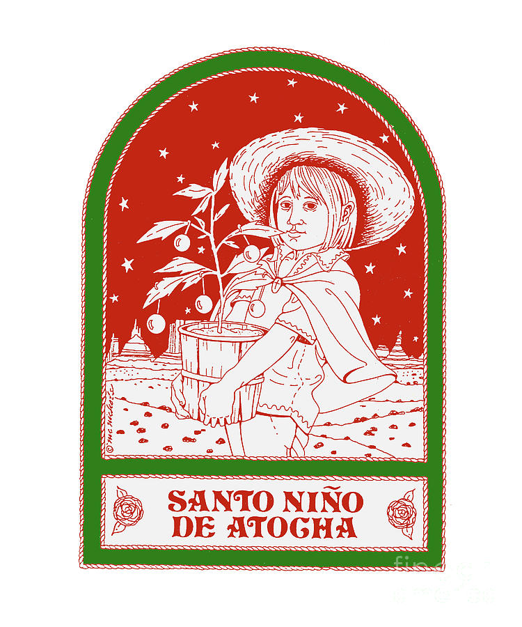 El Santo Nino de Atocha   Christmas card illustration - 1985 #2 Drawing by William Hart McNichols