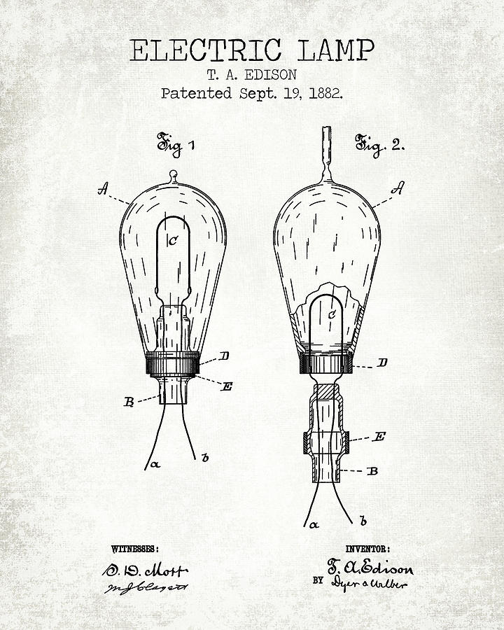 Electric lamp old patent Digital Art by Dennson Creative