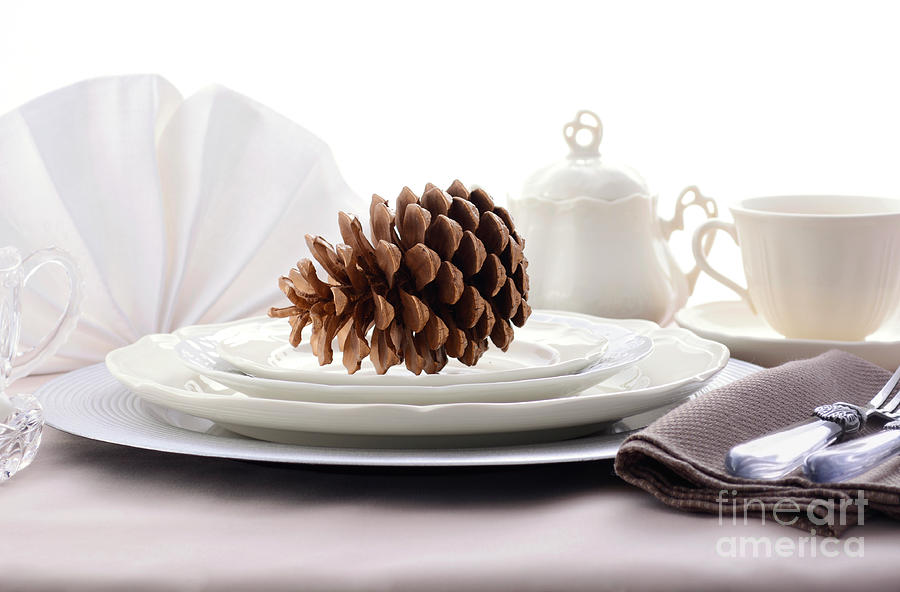 Elegant Formal Dining Thanksgiving or Christmas Table Setting. #2 Photograph by Milleflore Images