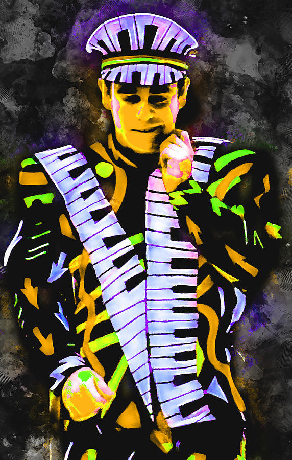 Elton John Mixed Media - Elton John #2 by Marvin Blaine