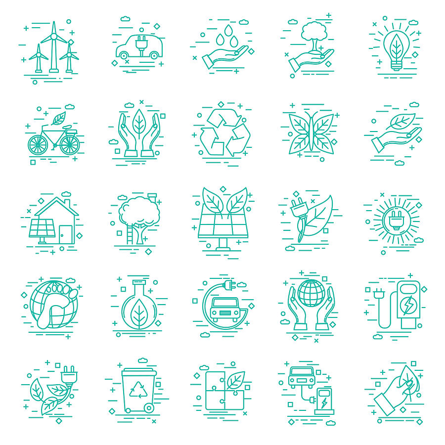 Environment Thin Line Icon Set #2 Drawing by Diane555