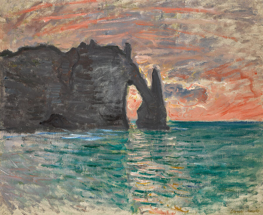 Etretat, Sunset, from 1883 Painting by Claude Monet