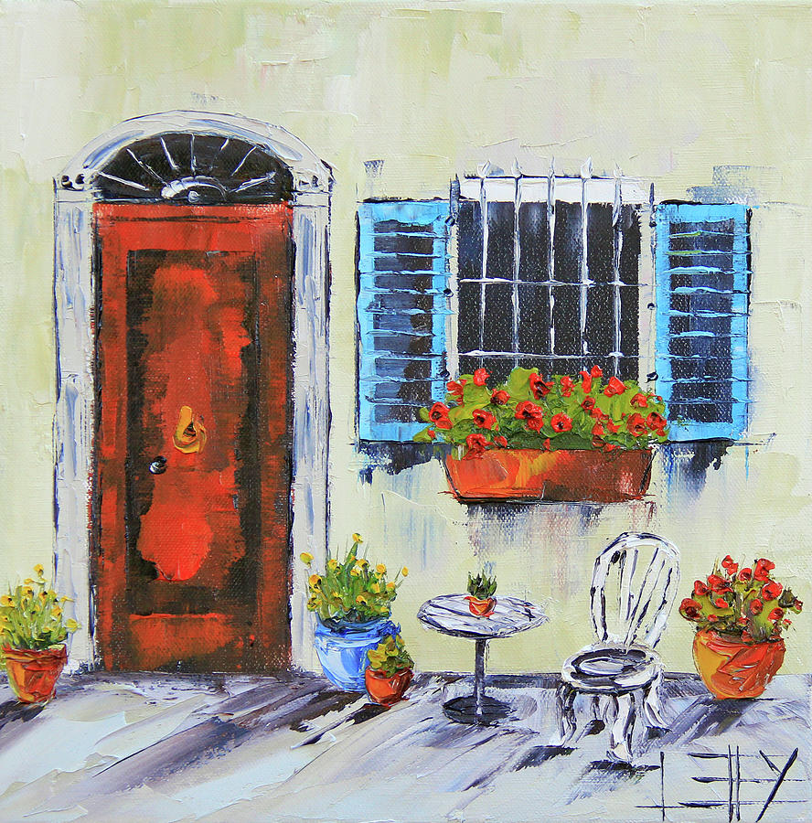 European city painting with flowers and windowboxes Painting by Lisa ...