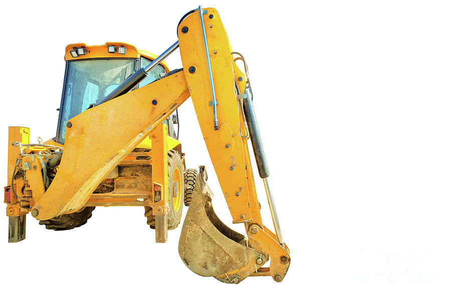 Excavator on white background #2 Photograph by Benny Marty