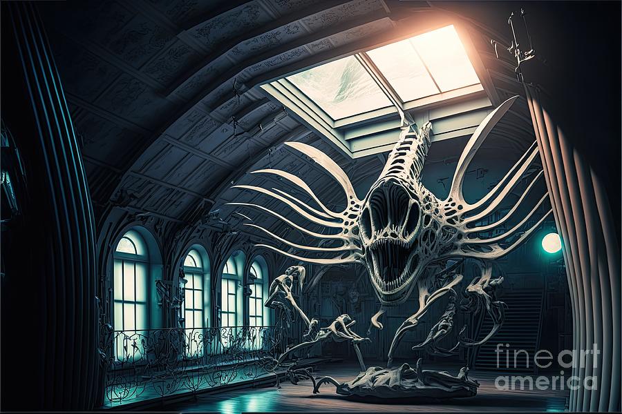 extraterrestrial Alien Museum interior #2 Digital Art by Benny Marty
