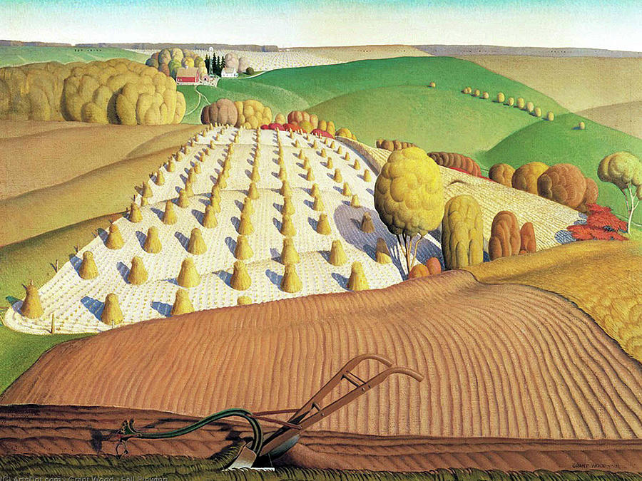 Americana Painting - Fall Plowing #2 by Grant Wood
