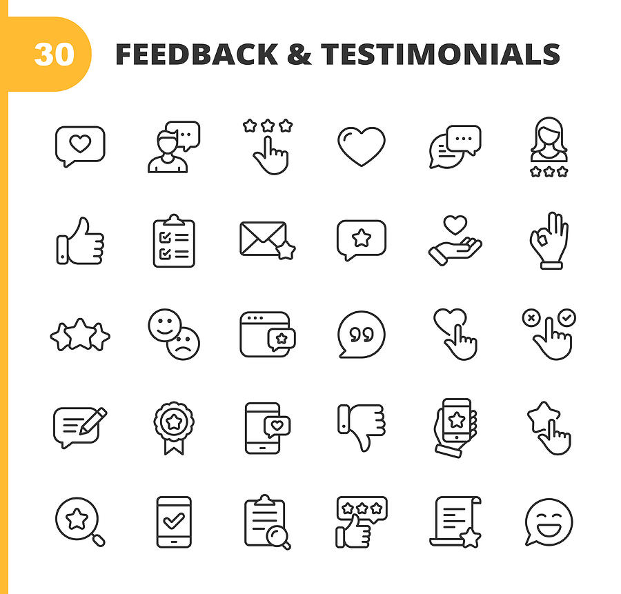 Feedback and Testimonials Line Icons. Editable Stroke. Pixel Perfect. For Mobile and Web. Contains such icons as Feedback, Testimonials, Survey, Review, Clipboard, Happy Face, Like Button, Thumbs Up, Badge. #2 Drawing by Rambo182