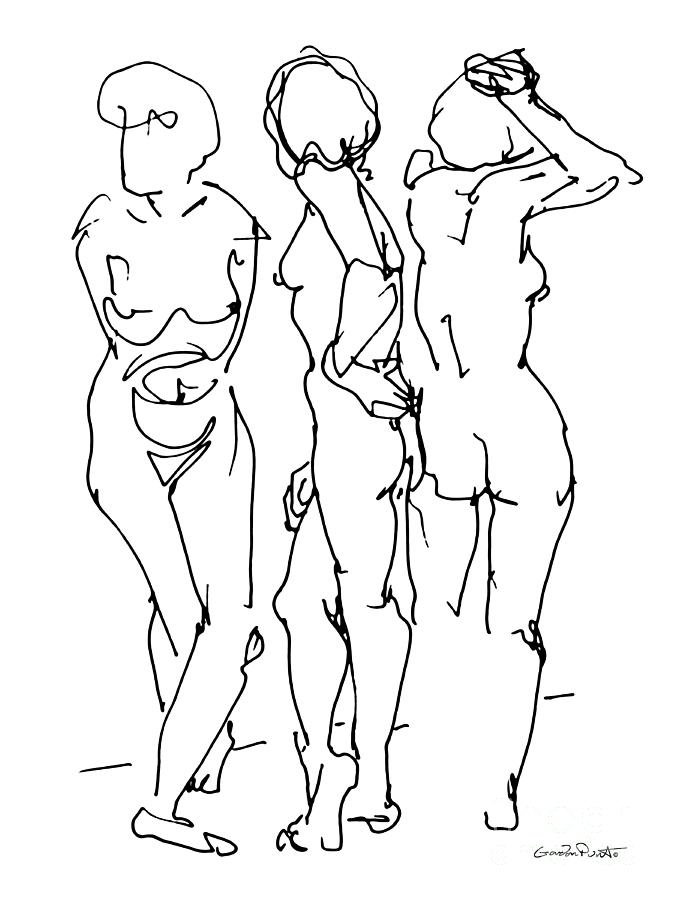 Female Gesture Drawings 35-1 Vertical #2 Drawing by Gordon Punt