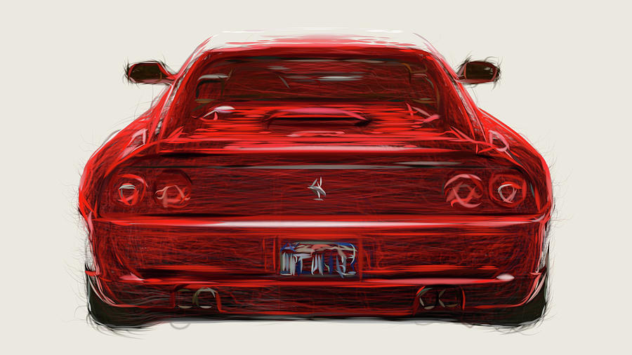 Ferrari F355 Car Drawing #2 Digital Art by CarsToon Concept