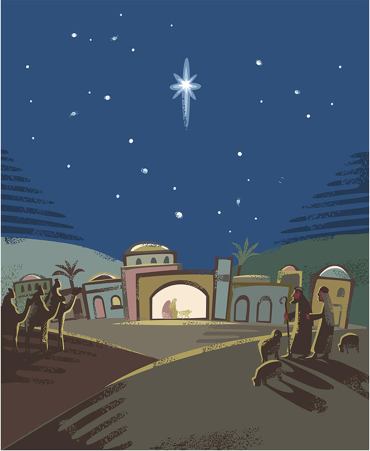 Festive Nativity scene #2 Drawing by Smartboy10