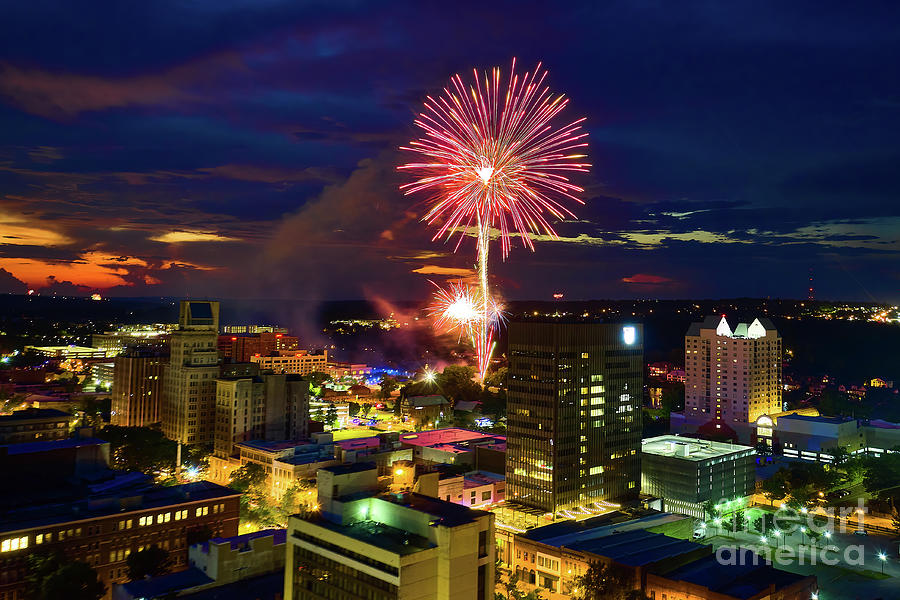 Fireworks over Augusta GA Aerial View Photograph by The Photourist