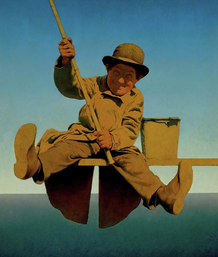 Pier Painting - Fisherman on Pier #2 by Maxfield Parrish
