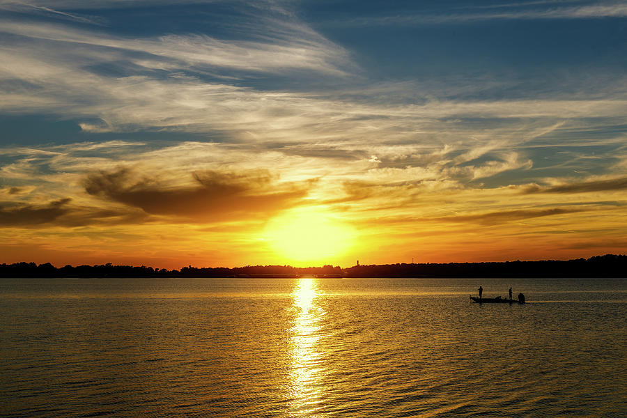 Fishing at Sunset #2 Photograph by Doug Long