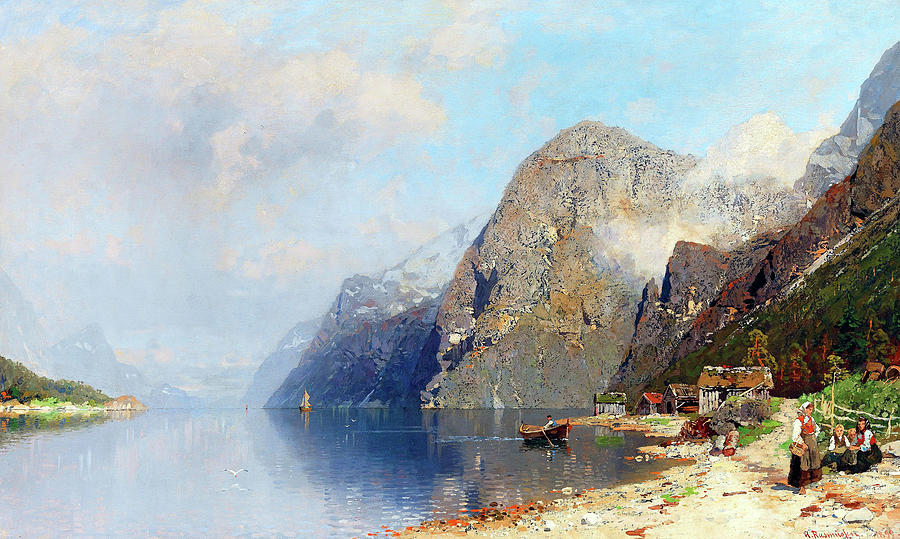 Fjord Landscape Painting by Georg Anton Rasmussen | Fine Art America