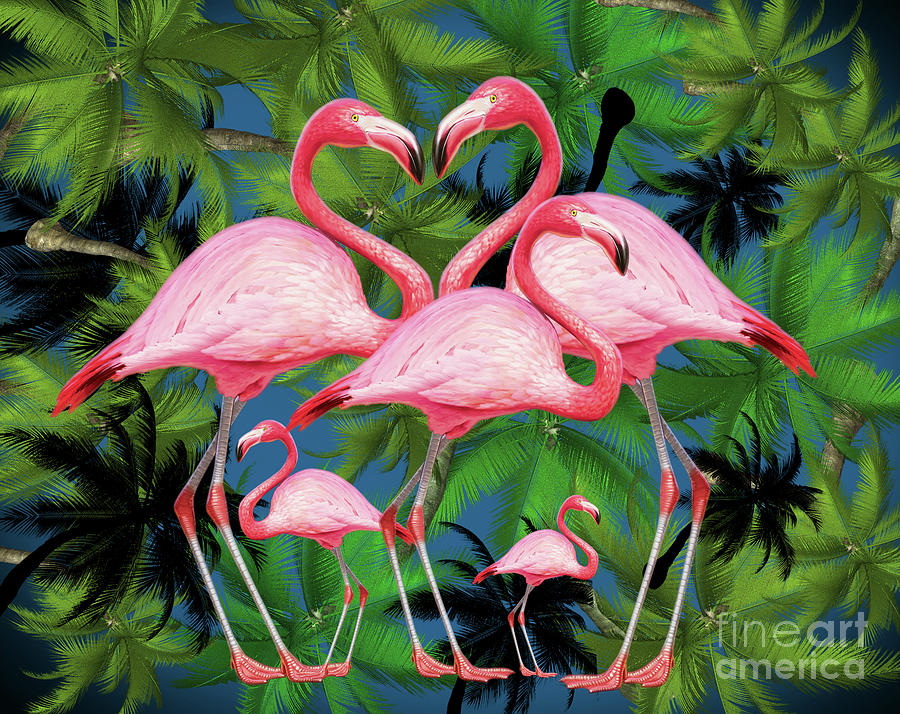 Summer Digital Art -  Flamingo #1 by Mark Ashkenazi