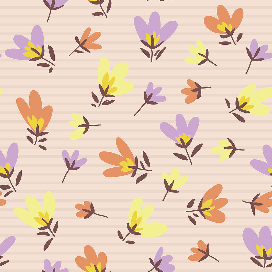 Flower pattern. Spring vector hand-drawn doodle #2 Drawing by Little_cuckoo