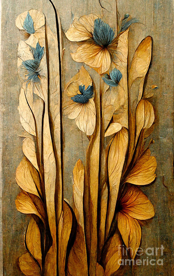 Flower Digital Art - Flowers on Wood #2 by Andreas Thaler