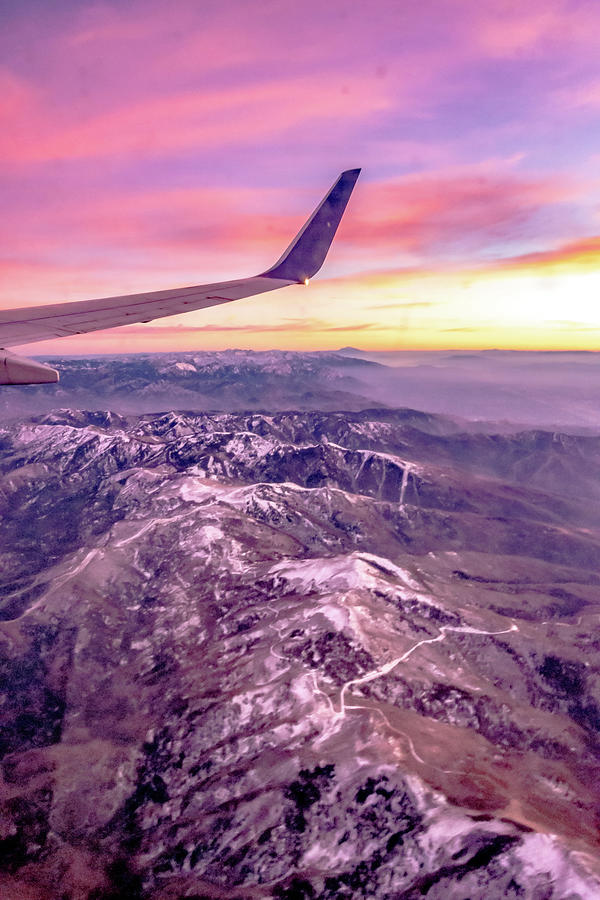 Flying Over Rockies In Airplane From Salt Lake City At Sunset #2 Photograph by Alex Grichenko