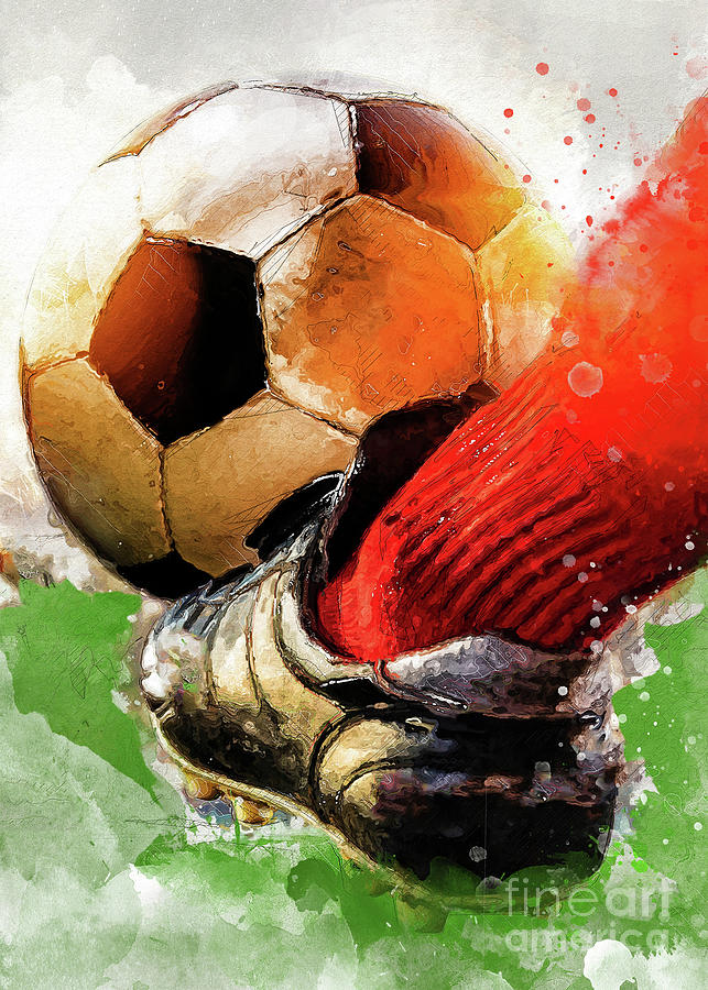 Football watercolor sport art #football #soccer #2 Digital Art by Justyna Jaszke JBJart