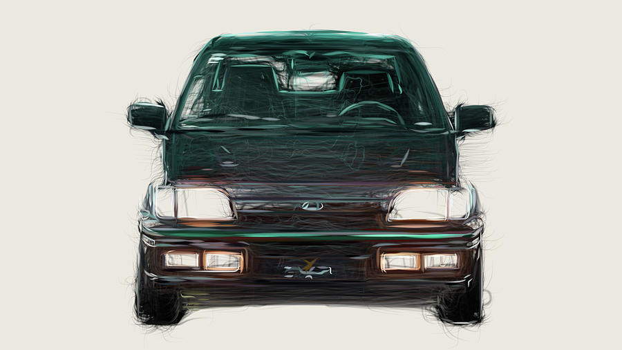 Ford Fiesta RS Turbo Drawing #2 Digital Art by CarsToon Concept