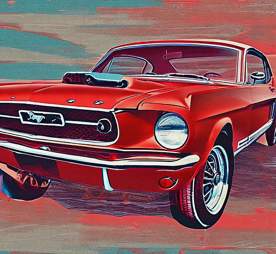 Ford Mustang Ford Red Muscle Pop Art Midcentury Modern Digital Art by ...