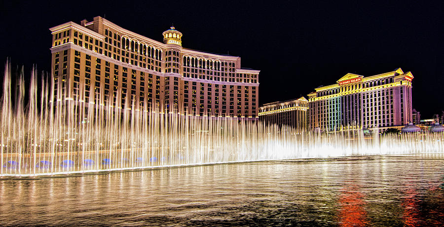 Fountains of Bellagio at Night, Las Vegas Nevada Acrylic Print by