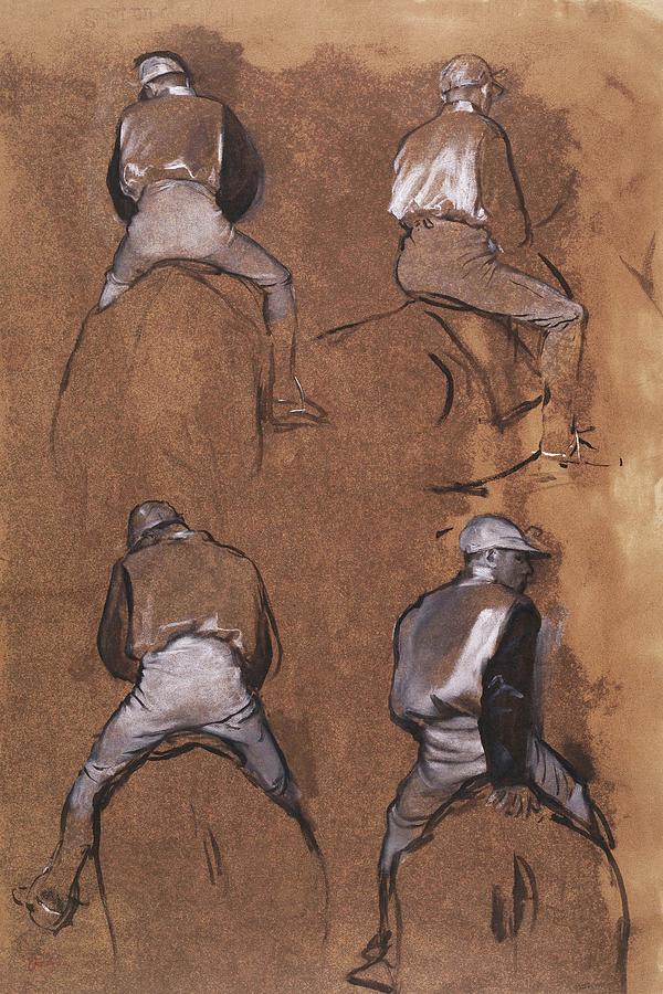 Edgar Degas Painting - Four Studies of a Jockey #3 by Edgar Degas