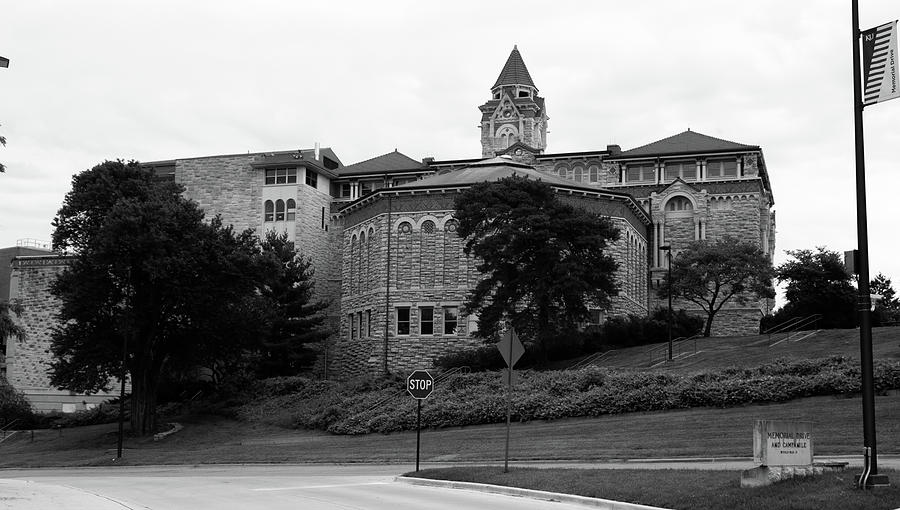 Fraser Hall at the University of Kansas in black and white #2 Photograph by Eldon McGraw